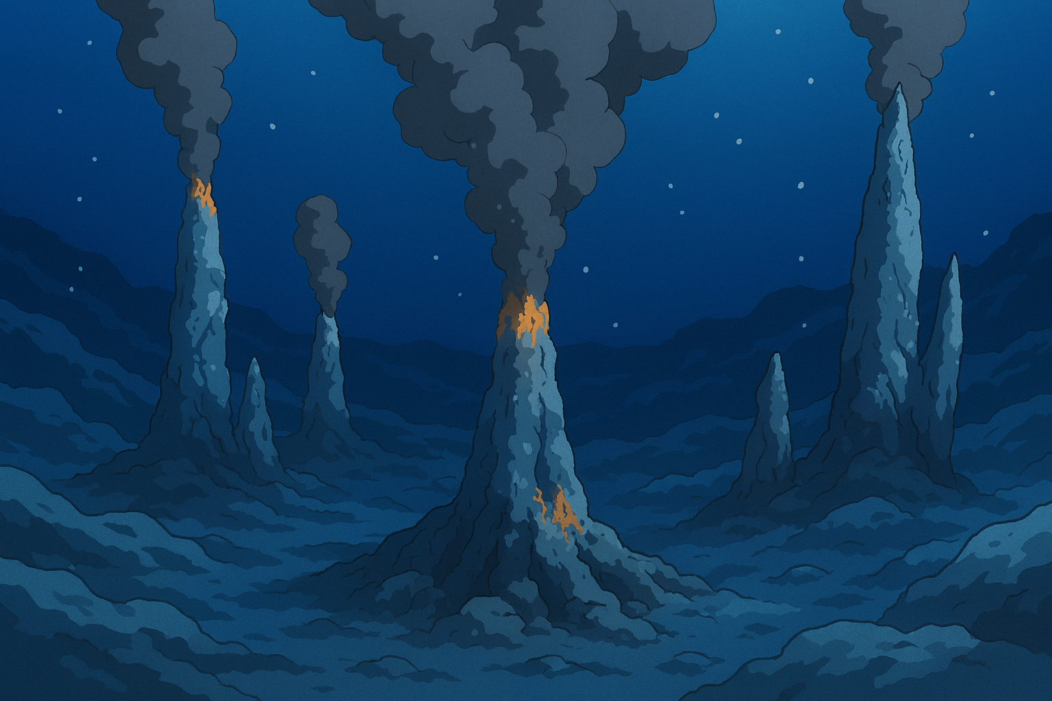 hydrothermal_vent　熱水噴出孔のイラスト