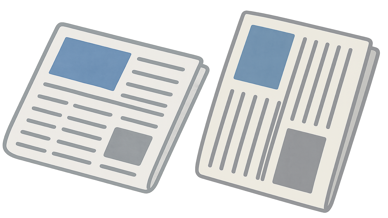 newspaper　縦書き　横書きの新聞紙のイラスト
