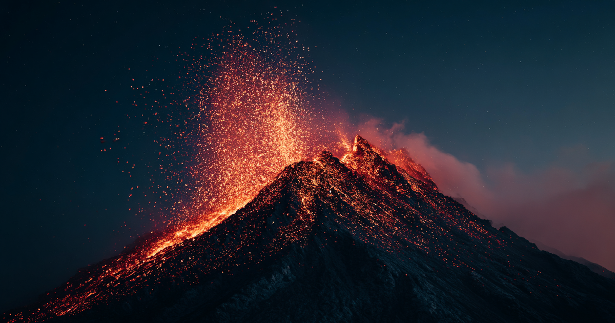 video_erupting_volcano 噴火する火山のAI生成画像