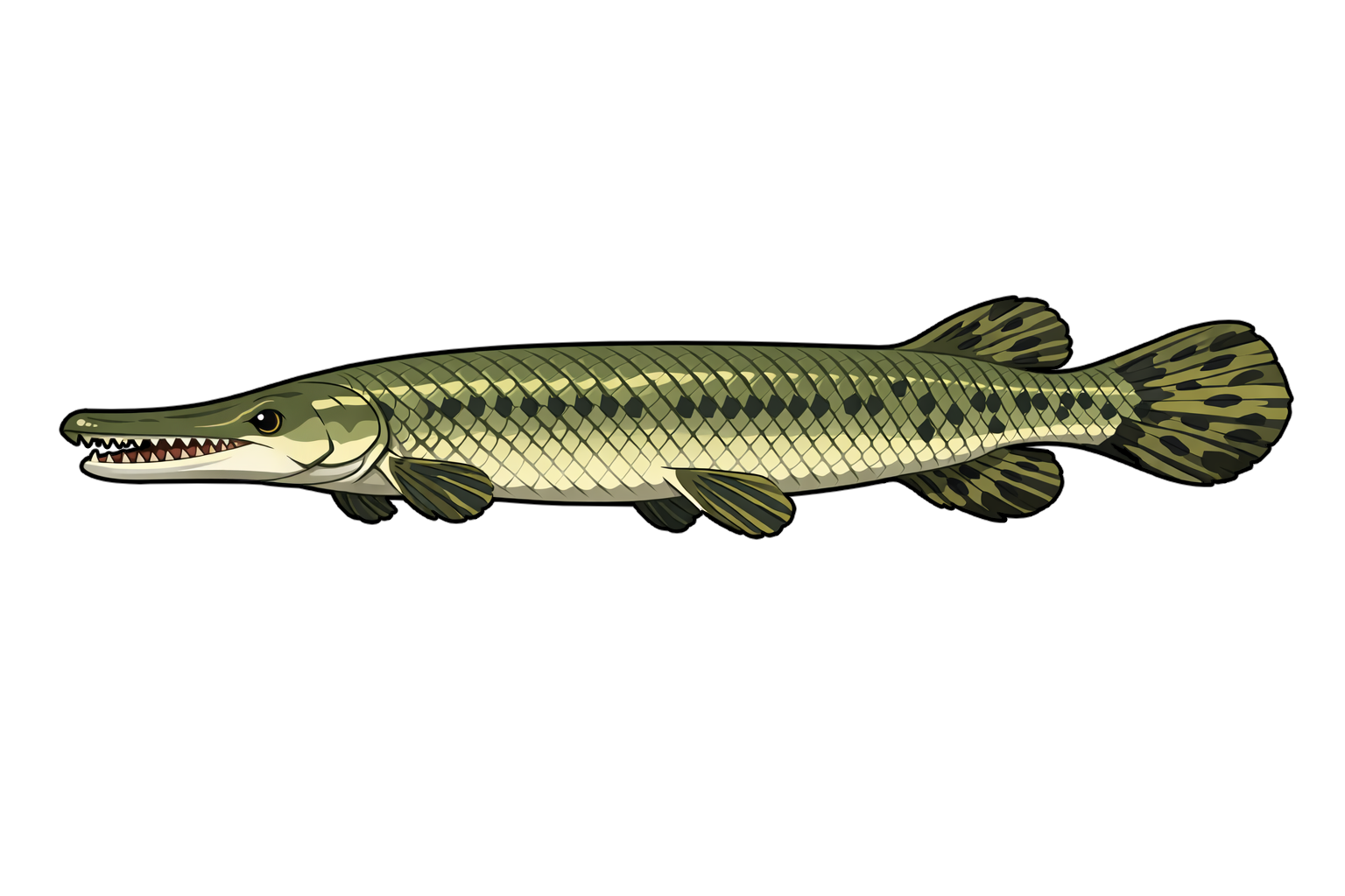 alligator_gar_fish アリゲーターガーのイラスト