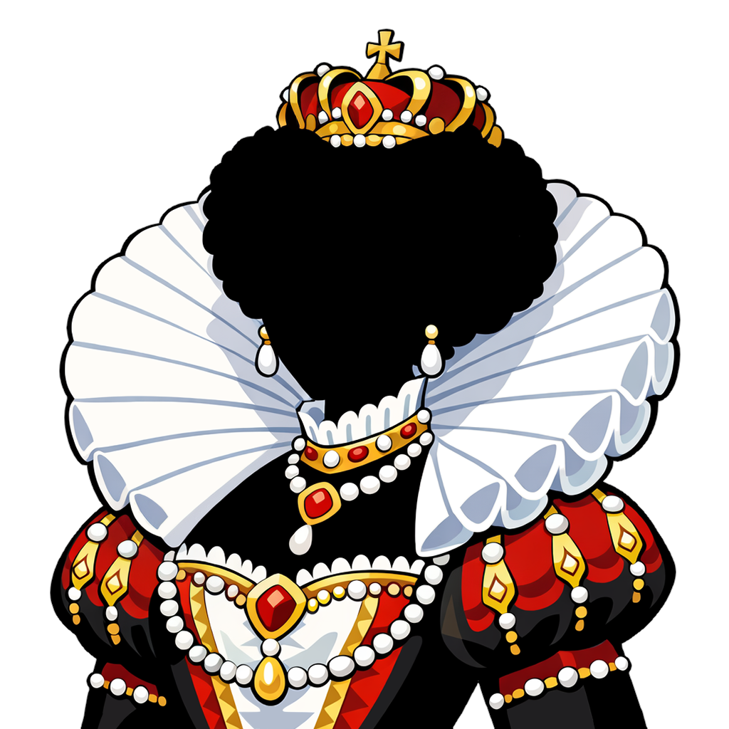 elizabethan_fashion_queen_silhouette 女王のシルエット（エリザベス朝のファッション）のイラスト