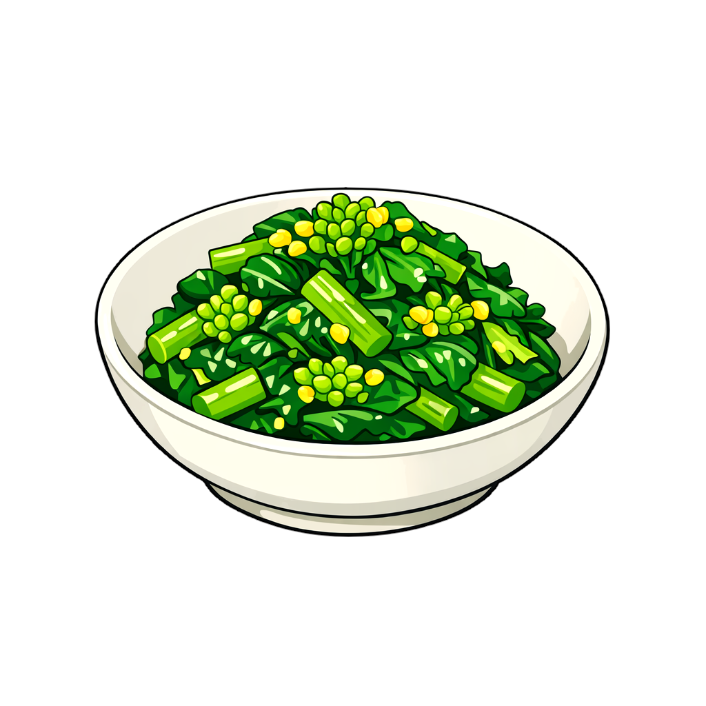rapesee_ greens_with_mustard_dressing 菜の花からし和えのイラスト