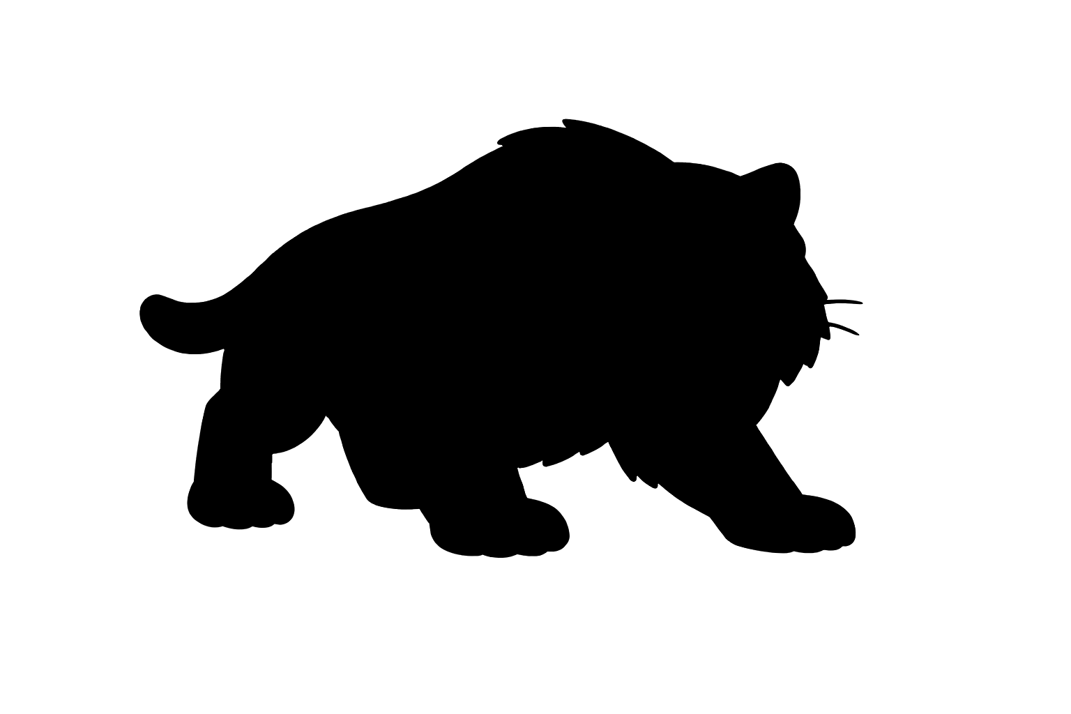 saber_toothed_tiger_kawaii_silhouette かわいいサーベルタイガーのイラストのシルエット