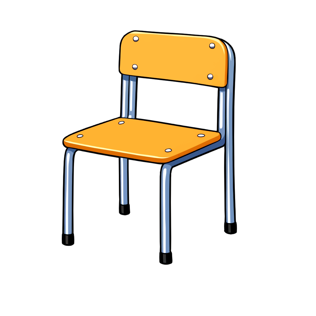 school_chair 学校で使われる学習用のイス（学校用いす）のイラスト