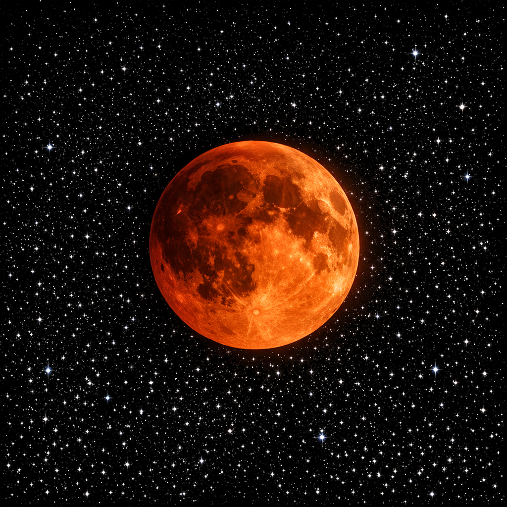 total_lunar_eclipse_picture 皆既月食のイラスト（写実風）