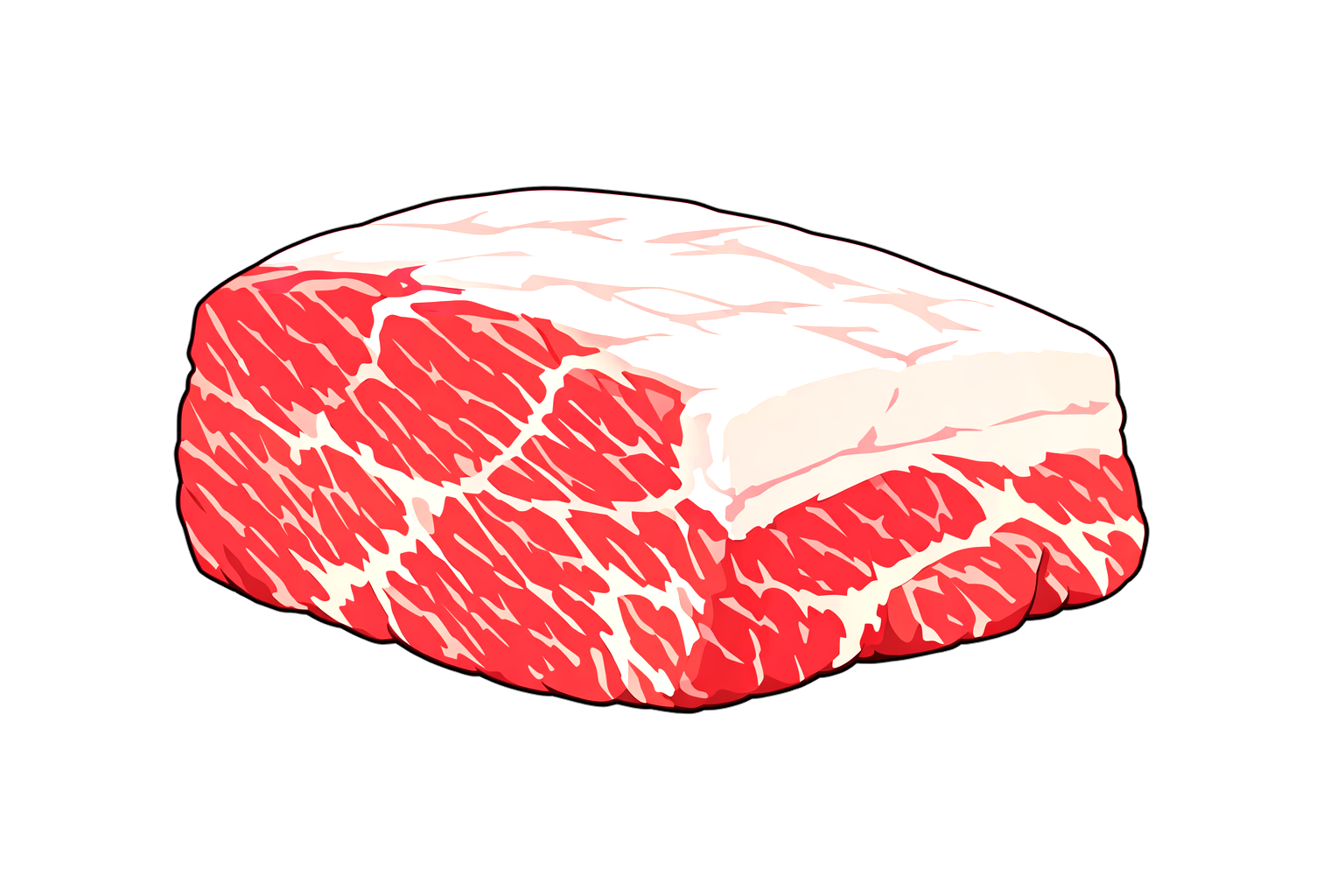 脂身のある生肉ブロックのイラスト meat_chunk