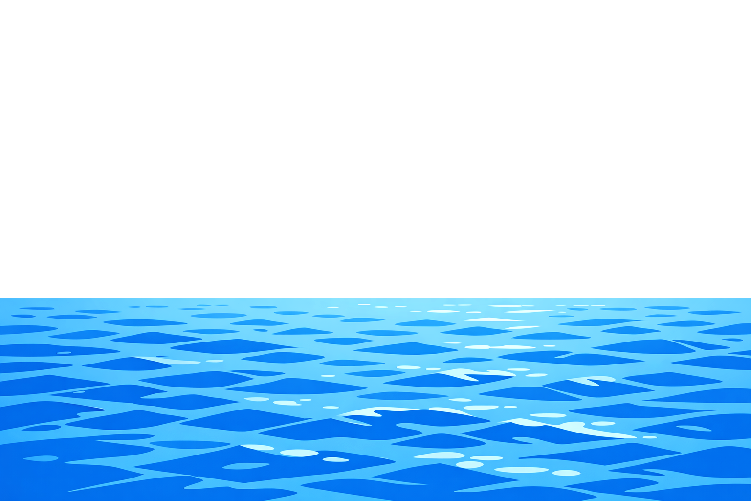 フラットでミニマルな海の水平線イラスト。青系グラデーションの幾何学的な波模様が広がる、背景・Webデザイン向けフリー素材